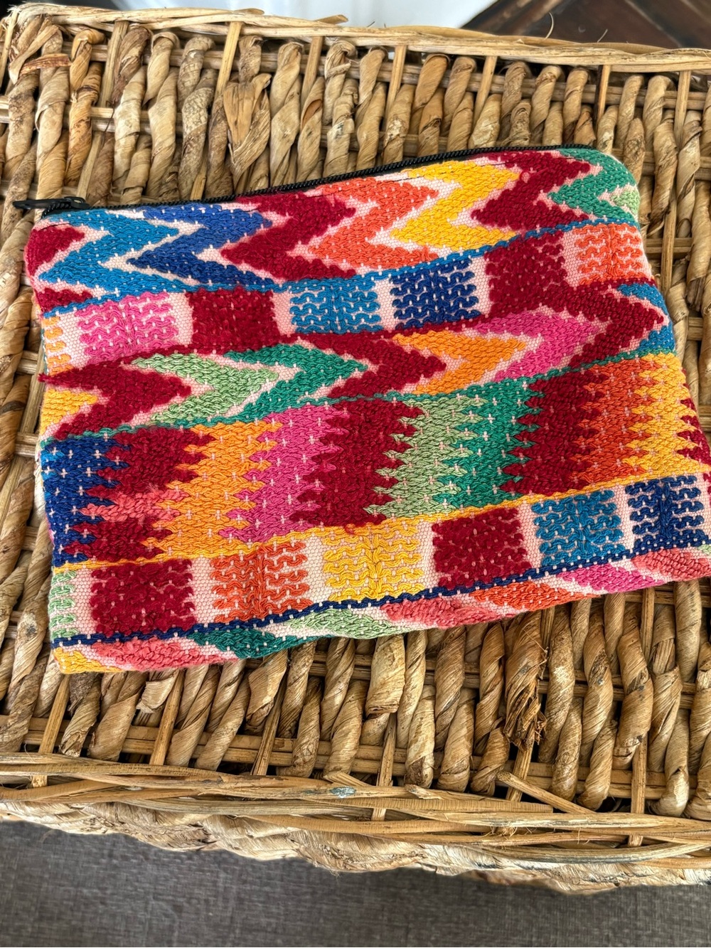 Handwoven in Guatemala Multicolor Zip Pouch - Vibrant Striped Clutch